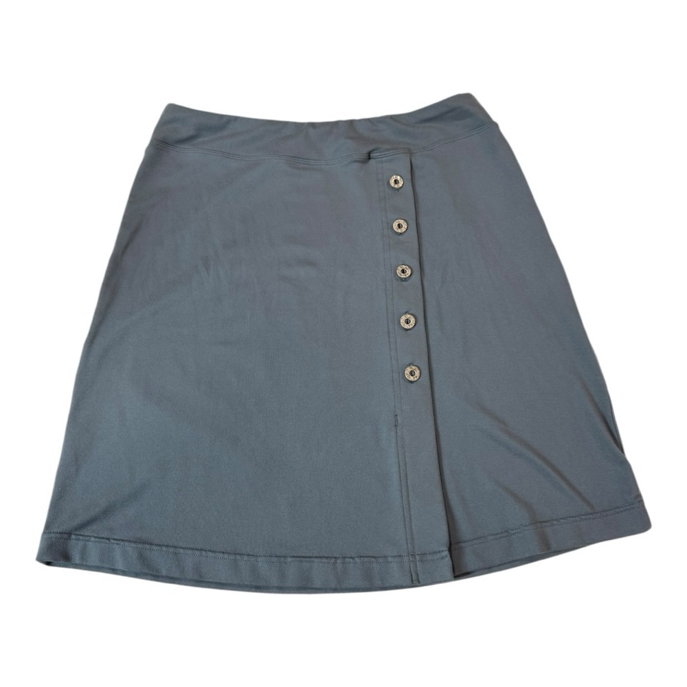 Title Nine Faux Wrap Swing Skirt Gray Size Small Button Front Made in Canada